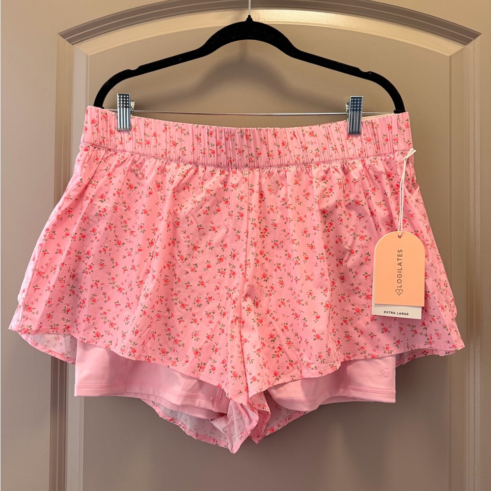 NWT Blogilates Floral Ruffle Shorts